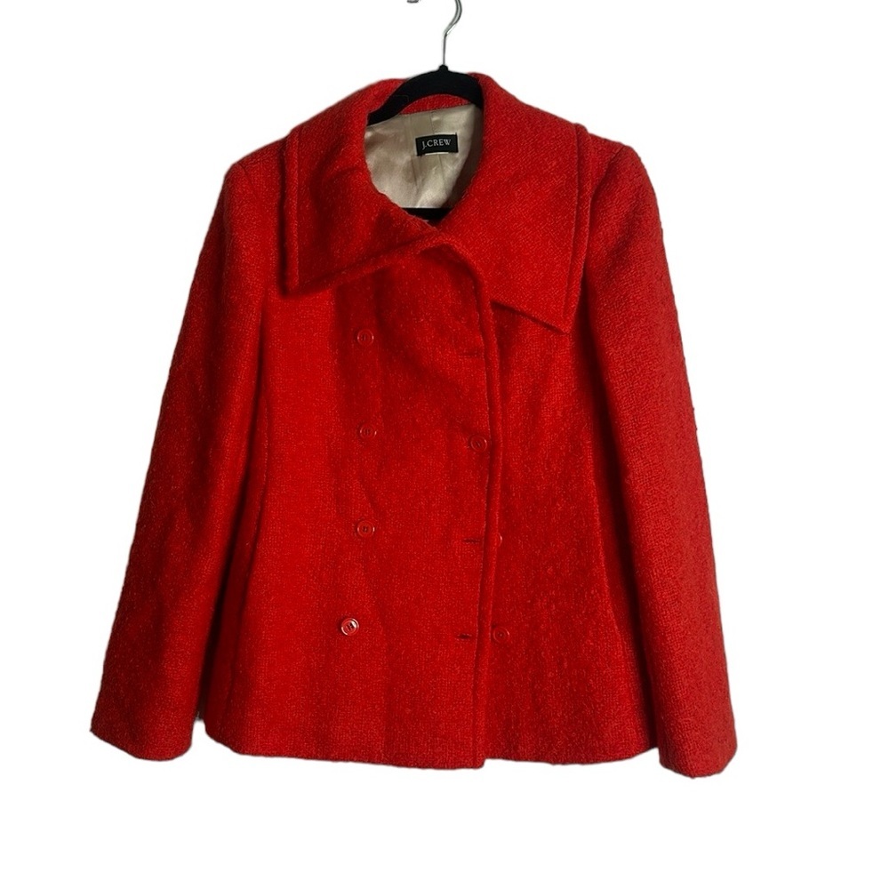 J crew orange red Lucile mohair wool double breast jacket size 8